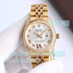 Swiss Replica Rolex Gold Datejust Ruby ​​Diamond Dial Ladies Watch 